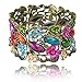VTG Rainbow Colorful Flower Resin Rhinestone Drop Cuff Bracelet Bangle