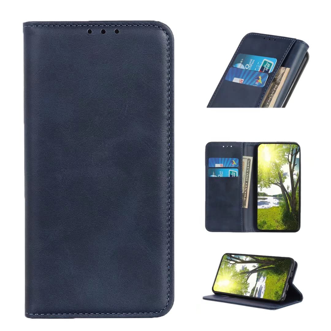 COQUE Case for Nokia G60 5G Cover,Cow Leather Magnetic Attraction Phone Case with Card Slots Shockproof Flip Folio Protective for Nokia G60 5G-Blue
