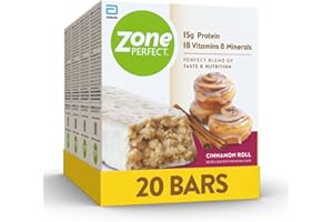 ZONE PERFECT ZonePerfect Protein Bars | 15g Protein | 18 Vitamins & Minerals | Nutritious Snack Bar | Cinnamon Roll | 20 Bars