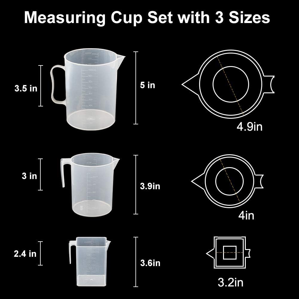 Surflyee Plastic Measuring Jugs Set, 3-Piece, Transparent, 250ml, 500ml, 1000ml, Heat-Resistant, BPA-Free, Kitchen Measuring Jugs - Image 5