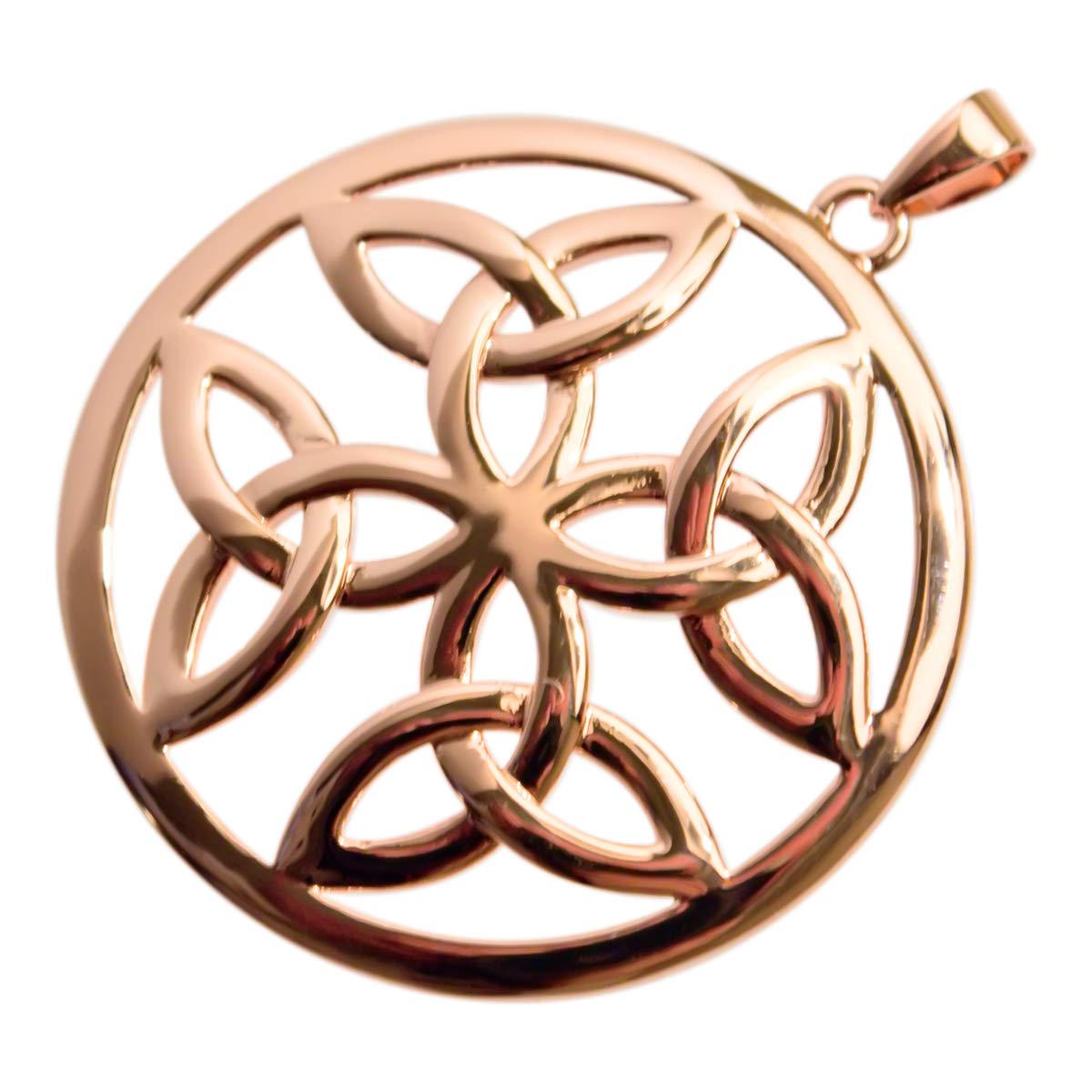 GWG Jewellery 18K Rose Gold Coated Circle with Celtic Trinity Knots Inside Pendant Necklace in Gift Box for Women