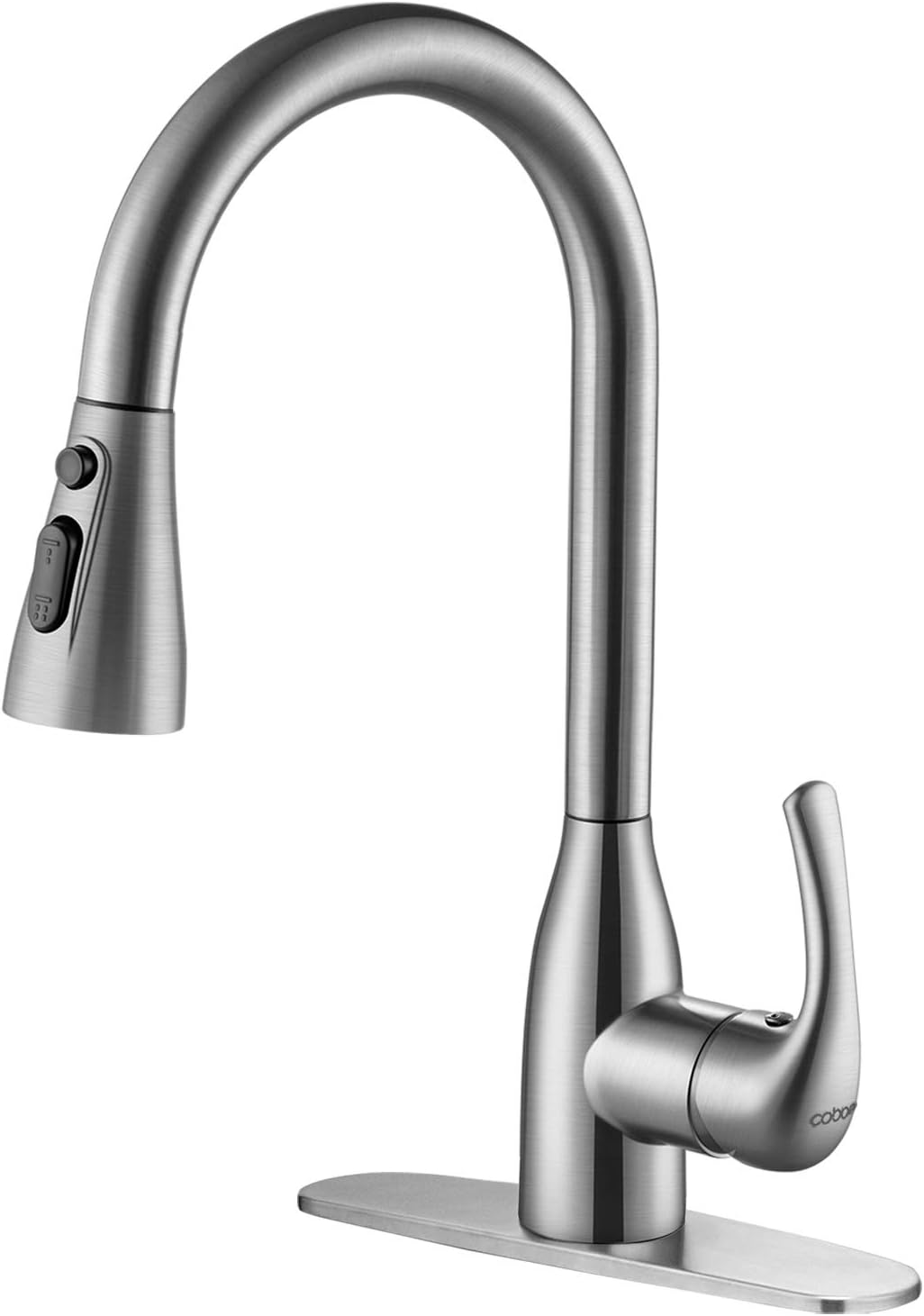 Cobbe Kitchen Sink Faucet, Kitchen Faucet with Sprayer Pull Down Kitchen Faucet Brushed Nickel High Arc Single Handle Lead-free Faucet - - 