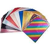 SUPERFINDINGS 60 Sheets Toner Reactive Foil 10 Colors Transfer Foil Paper A4 Foils Paper Sheet for Laser Printer+Laminator Metallic DIY Craft Embossing Scrapbooking Cards Making 11.4x7.3inch
