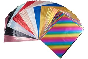 SUPERFINDINGS 60 Sheets Toner Reactive Foil 10 Colors Transfer Foil Paper A4 Foil Paper Sheet for Laser Printer+Laminator Metallic DIY Craft Embossing Scrapbooking Cards Making 11.4x7.3inch