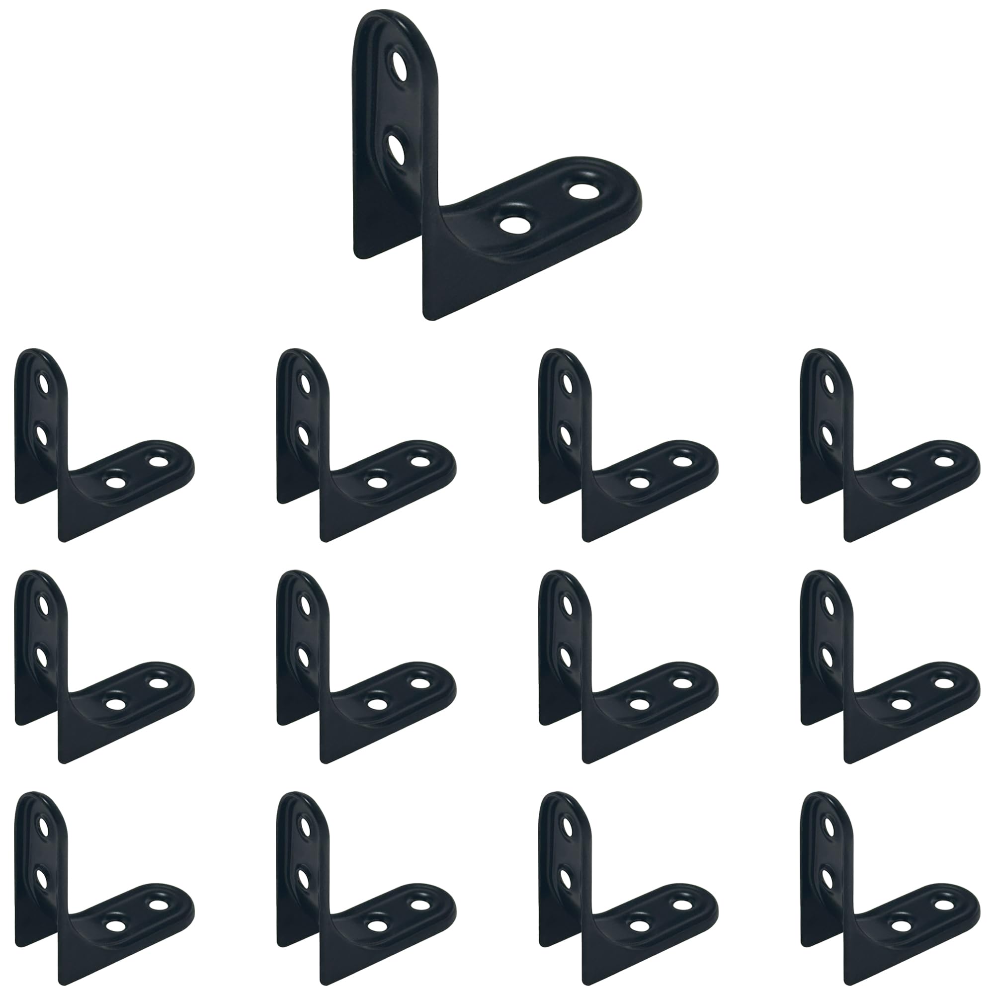 12 PCS Furniture Shelf Brackets, 90-Degree Metal L-Shaped Corner Supports (Black, 50 * 50 * 20mm)