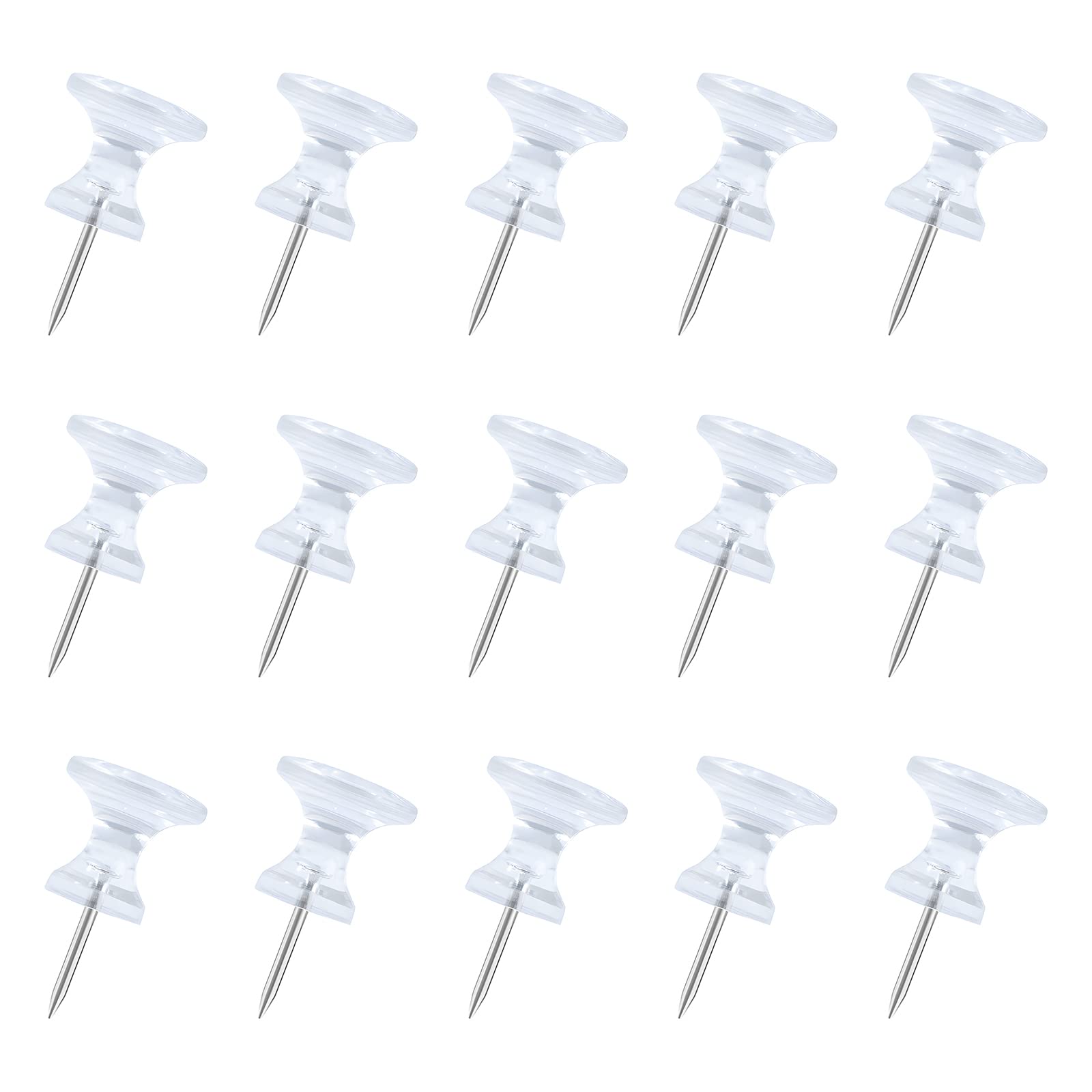 VAPKER Gaint Push Pins 100Pcs Large Clear Push Pin Standard Thumb Tacks Plastic Head Pins with Steel Point Tacks Marking Pins for Bulletin Board Cork Board
