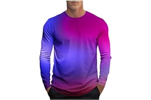 Xiaojmake Mens Long Sleeve Shirts Fashion Gradient Color Print Pullover Top Workout Tee Shirt Fall Fashion Sports Sweatshirts