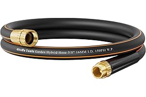 Giraffe Tools Garden Hose 6ft x 5/8", Short Water Hose Lightweight, Flexible Hose with Swivel Handle, Male to Female Fittings
