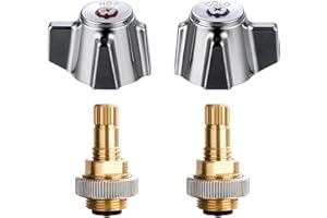 sepaitek Hand Wash Sink Faucet Handle Kit, Commercial Faucets Parts Replacement Handle, A Pair of Hot and Cold Metal Knob Handle with Brass Stem