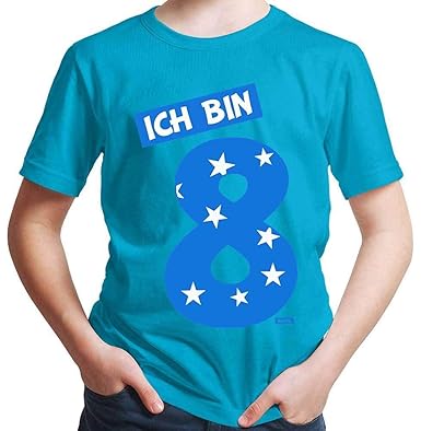 HARIZ Jungen T-Shirt Ich Bin Acht Zahlen Blau 8 Geburtstag Bday Geschenk Plus Geschenkkarten