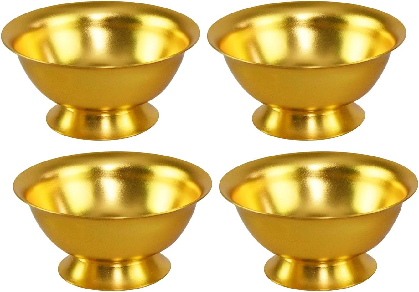 HOME-X Gold Aluminum Bowls, Serving Dishes, Colorful Food Prep Bowls, Nesting Assorted Colors, Set of 4 – 4 ½” D x 2” H