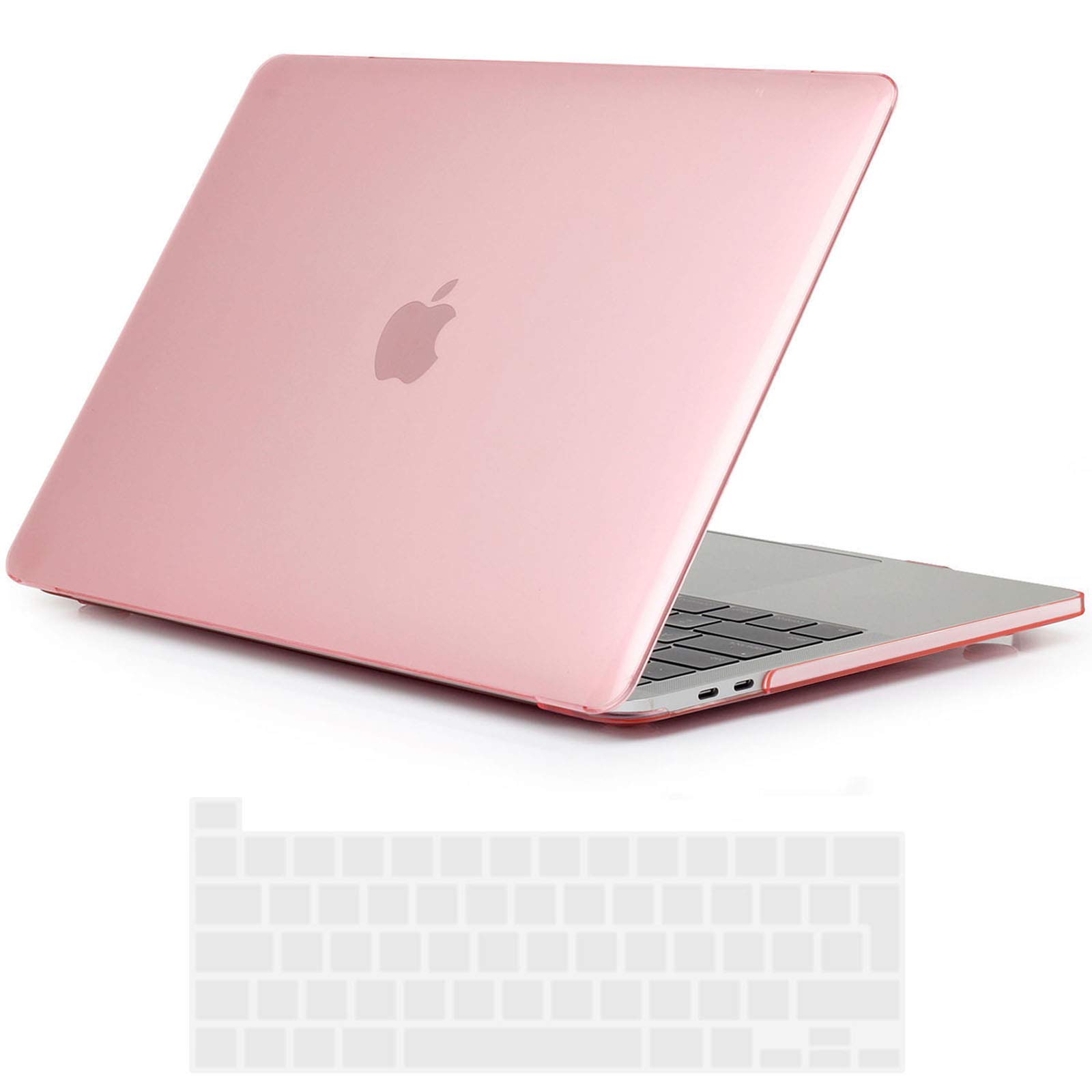 TECOOL Case Compatible with MacBook Pro 16 inch Case 2020 2019 A2141, Slim Plastic Protective Hard Case Cover + Transparent Keyboard Cover for MacBook Pro 16 with Touch Bar and Touch ID -Crystal Pink
