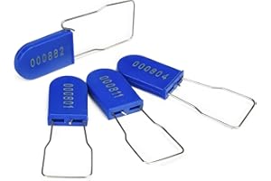 TAGMORE Plastic Padlock Security Seals with Metal Wire Numbered Anti Tamper Tag Pack (100pcs, Blue)