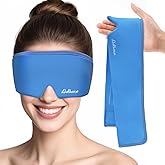 Cooling Eye Mask for Puffy Eyes, Headache and Migraine Relief Gel Eye Mask, for Headache, Puffiness, Eye Strain, Sinusitis & Post-Surgery Care – Large Soft Reusable Cold Eye Compress, Deep Blue