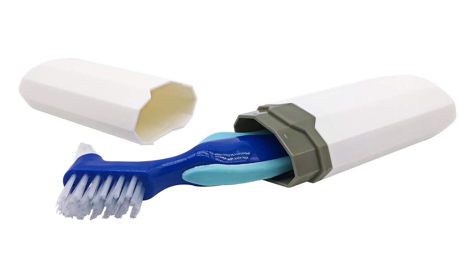 Denture Case, Denture Cups Bath, Toothbrush with hard denture, Dentures Container with Basket Denture Holder for Travel, Mouth Guard Night Gum Retainer Container (Blue) : Beauty