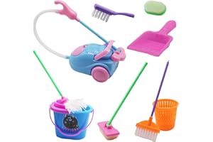 DOUBLEWOOD Doll House Accessories and Furniture Set, Miniature Bucket Doll Housework Cleaning Supplies Mini Dollhouse Accessories Dollhouse Furniture Decoration for 11.5 inch Doll (Doll House Cleaning)