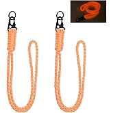 YELARXI Paracord Lanyard, 550 Keychain Lanyard Heavy Duty Necklace Keychain Braided Wrist Strap for Men Women Outdoor Activity Survival Key Whistle Rope ID Badge (2 Pack, Luminous Orange