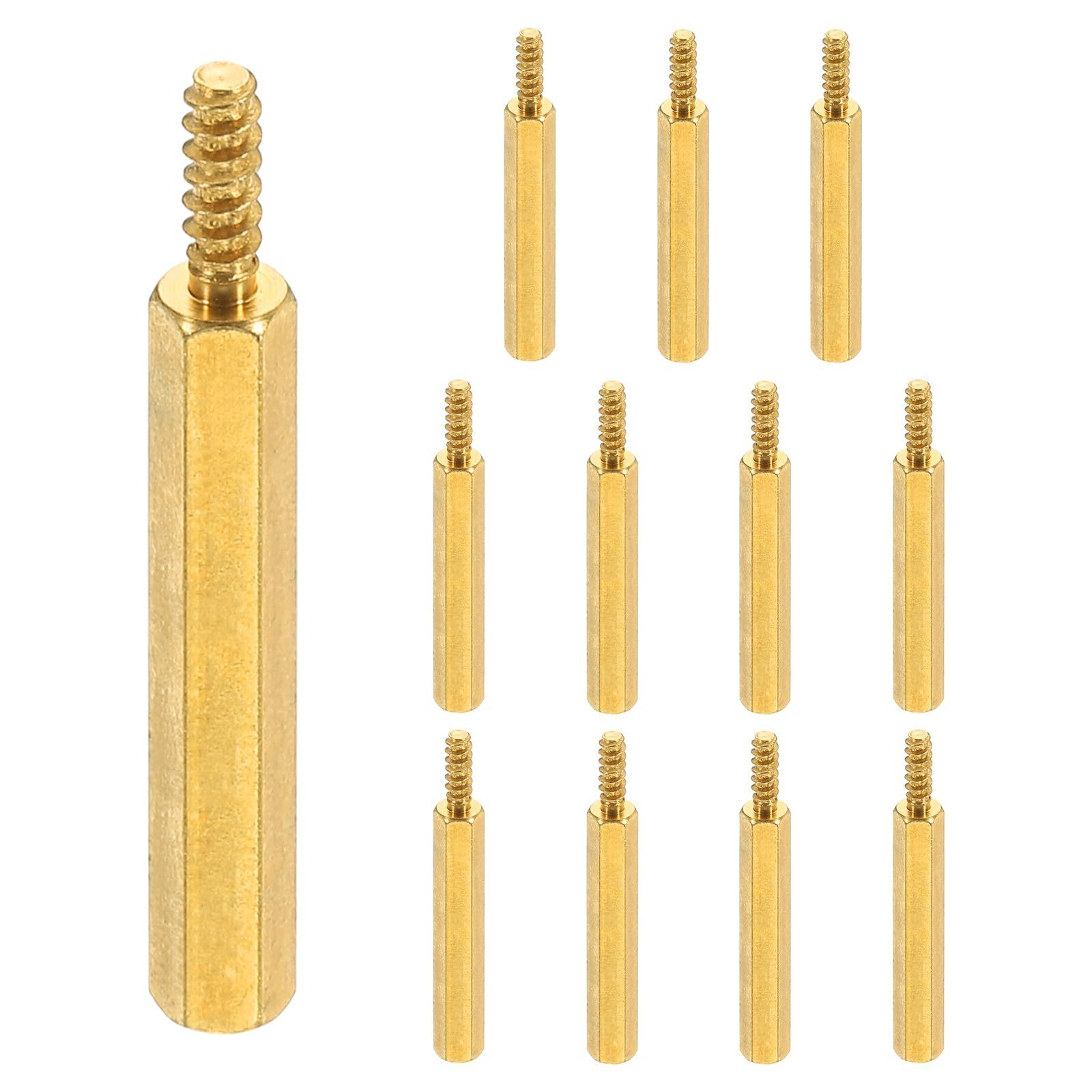 PATIKIL 12pcs M3 Male to Female Self-Tapping Hex Standoffs Spacers Pillars, M3 30+8mm Brass Motherboard Standoffs Copper — image 1
