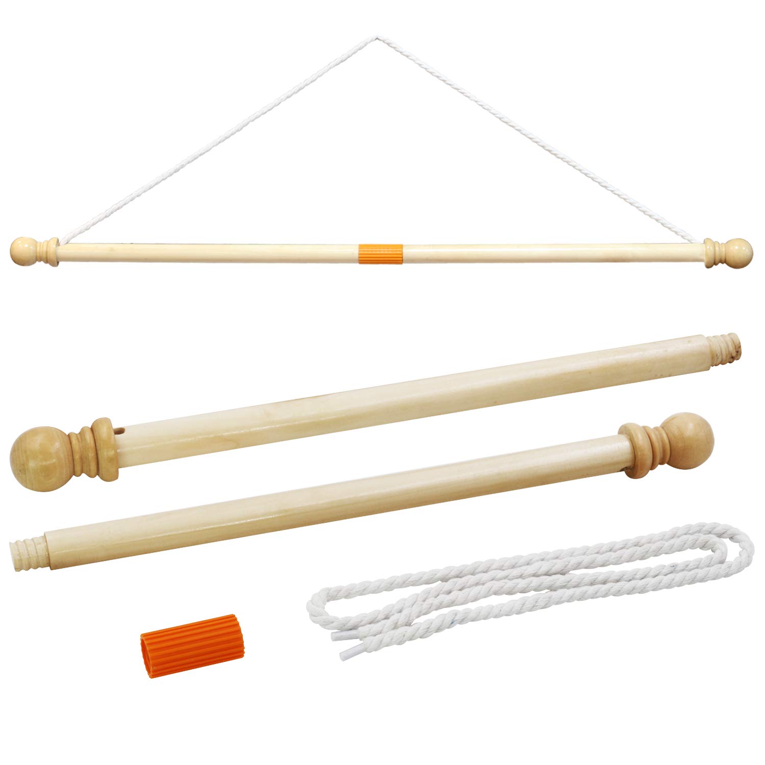 Anley 35" Wooden Banner Pole - Horizontal Flag Hanger for House Sports Dynasty Company - Easy Display for Flags Width Less Than 30" and Sleeve Over 1"
