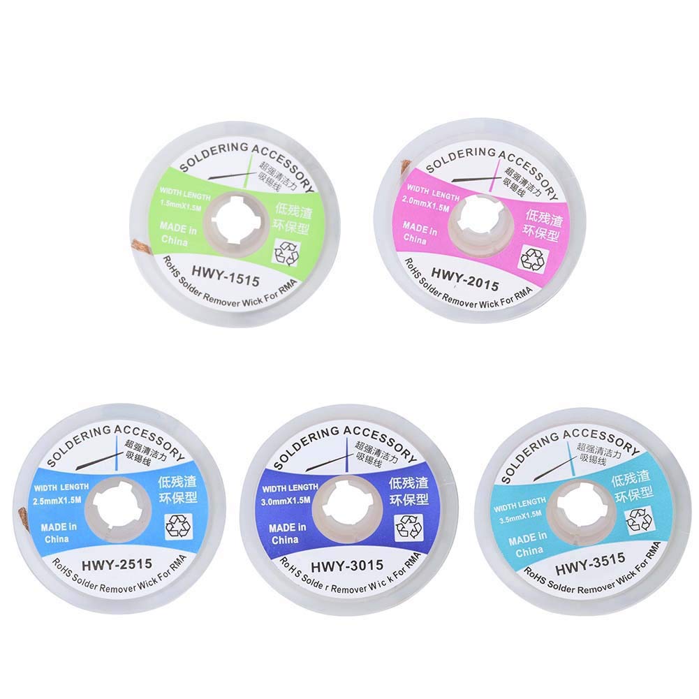 ViaGasaFamido 5Pcs Soldering Wick Desoldering Braid Oxidation Resistance Corrosion Resistance Solder Remover Wire for Electronics Repair 1.5m