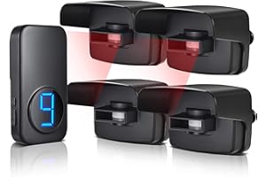 Driveway Alarm, Bistee Wireless Driveway Alarms Outdoor Weather Resistant Motion Sensor&Detector-Home Security Alert System-Monitor&Protect Outdoor/Indoor Farm Business Property-1 Receiver&4 Sensors