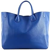 Rhymad Large Pink Leather Tote Bag, Spacious Women's Handbag with Interior Pockets, Work and Travel Purse