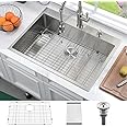 33 Inch Drop In Kitchen Sink-Bokaiya 33x22 Stainless Steel Kitchen Sink Drop In Top Mount 16 Gauge Deep Single Bowl Kitchen Sink with Dish Grid&Strainer