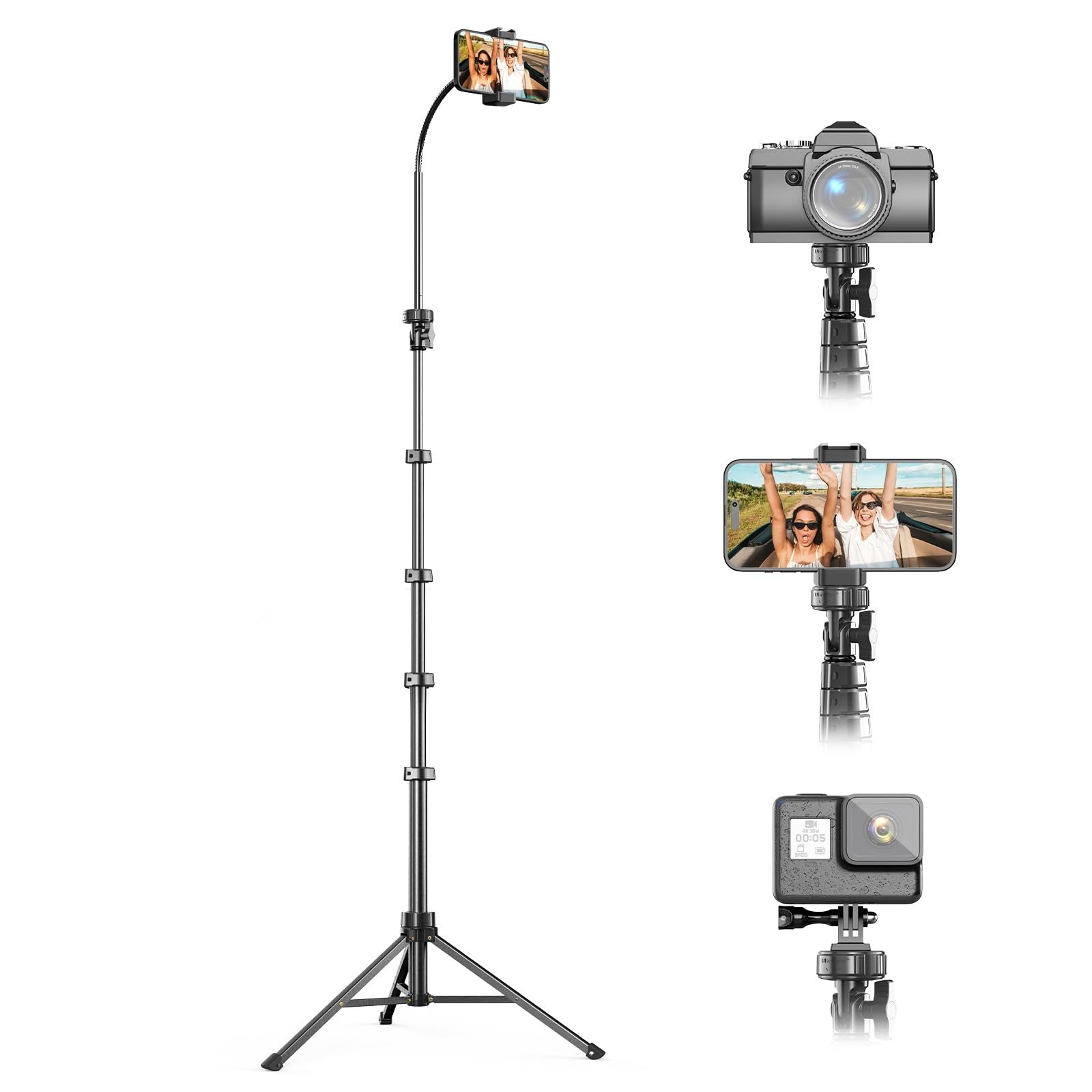 Photo 1 of *UNTESTED*
UBeesize 88’’ Flexible Phone Tripod with 14.95’’ Gooseneck, Remote and Phone Holder, Overhead Cell Phone Stand?Selfie Stick for Video Recording, Compatible with iPhone Android Phone, Camera Black