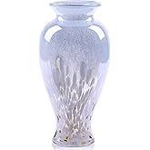 oliruim 11.8" Tall Blown Blue Glass Vase, Colorful Opaque Glass Vase, Unique Design Wide Mouth Art Decoration for Home, Living Room, Dining Table, Pampas Grass Decor (Blue White)