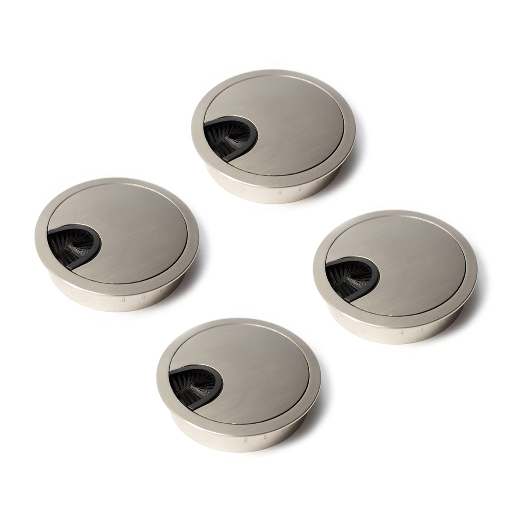 LIKERAINY Cable Bushing Desk Table Grommets Round Ø60mm Cable Outlet Tidy Cover Insert Wire Organiser in Metal Chrome Plated Finish Pack of 4