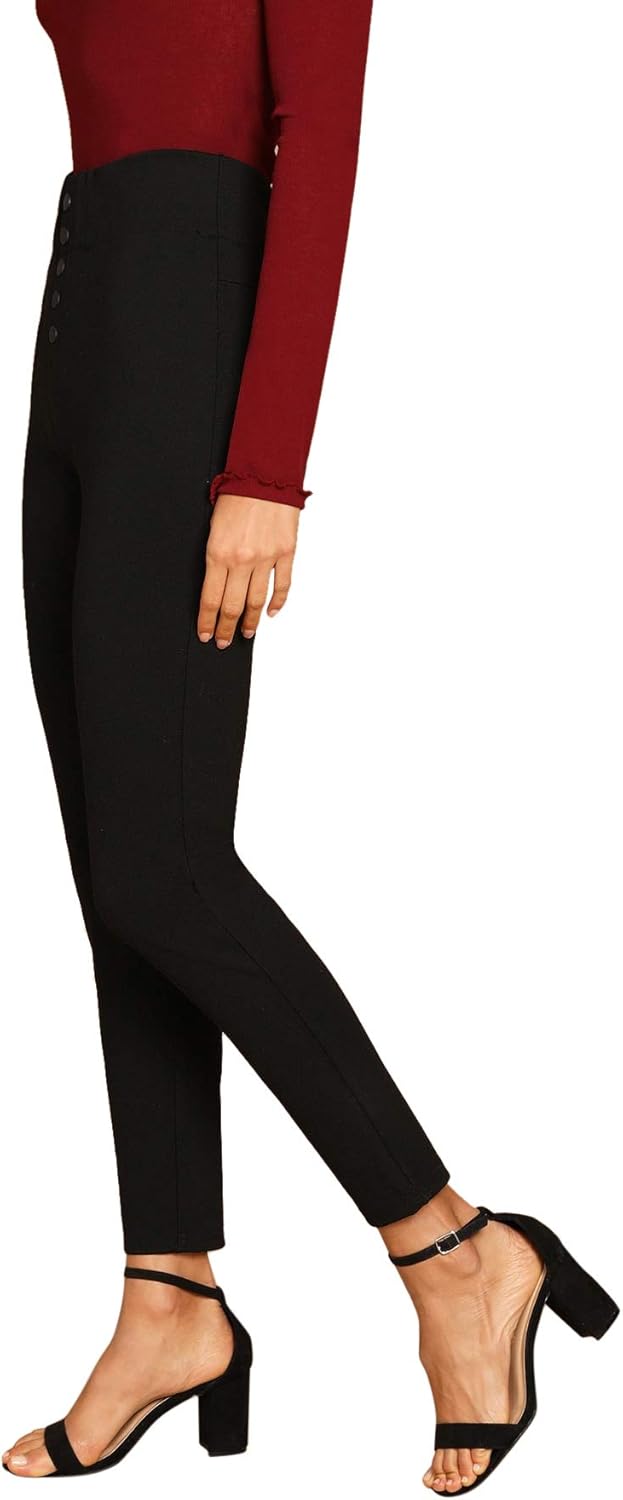 SweatyRocks Women's Casual Skinny Leggings Stretchy High Waisted Work Pants at  Women’s Clothing store