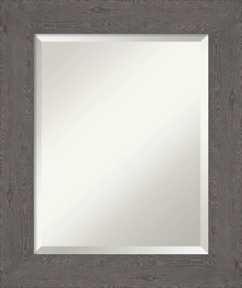 Amazon Com Framed Vanity Mirror Bathroom Mirrors For Wall Rustic Plank Grey Mirror Wall Mounted Mirror Small Mirror 25 38 X 21 38 In Home Kitchen