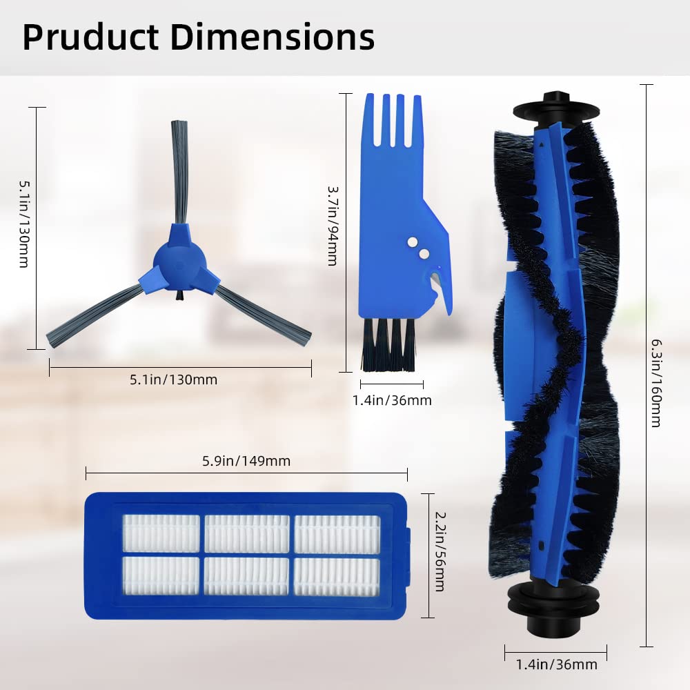 Spare Accessories Compatible for eufy 11S Max, G30, 30C Max, 15C Max, G32 Pro, Robotic Vacuum Replacements: 1 Roller Brush 6 Side Brushes 5 Unibody Filter 𝙉𝙊𝙏 𝙛𝙤𝙧 𝟏𝟏𝐒 / 𝗚𝟯𝟬 𝗛𝘆𝗯𝗿𝗶𝗱
