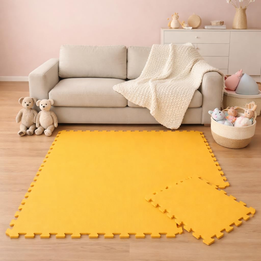 LittleTom 9-Piece Baby Play Mat - 30x30 cm/ 11.8x11.8 in - Soft Foam Interlocking Tiles - EVA Sensory Mat for Crawling Toddlers - Indoor & Outdoor Use - Plasticizer-Free Floormats for kids