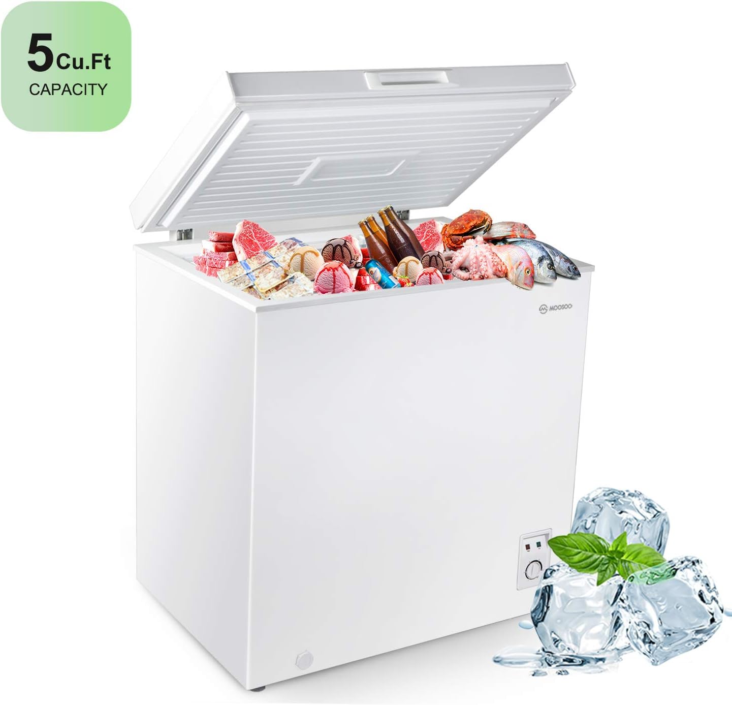 Buy 100 Authentic Quality Moosoo Chest Freezer 5 0 Cubic Feet With Removable Storage Basket 5 Gears Temperature Control Low Noise Energy Saving And Csa Certificated Deep Freezer For Home Kitchen Garage Basement White