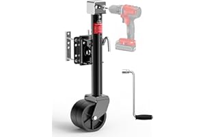 FZZD 2000lbs Trailer Jack with Dual Wheel, 20-24V Cordless Drill Compatible, 12" Lift, for RV Boat，Black