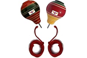 Jayam Traditional Wooden Spinning Tops/bambaram with String/Multi Color/Pack of 2