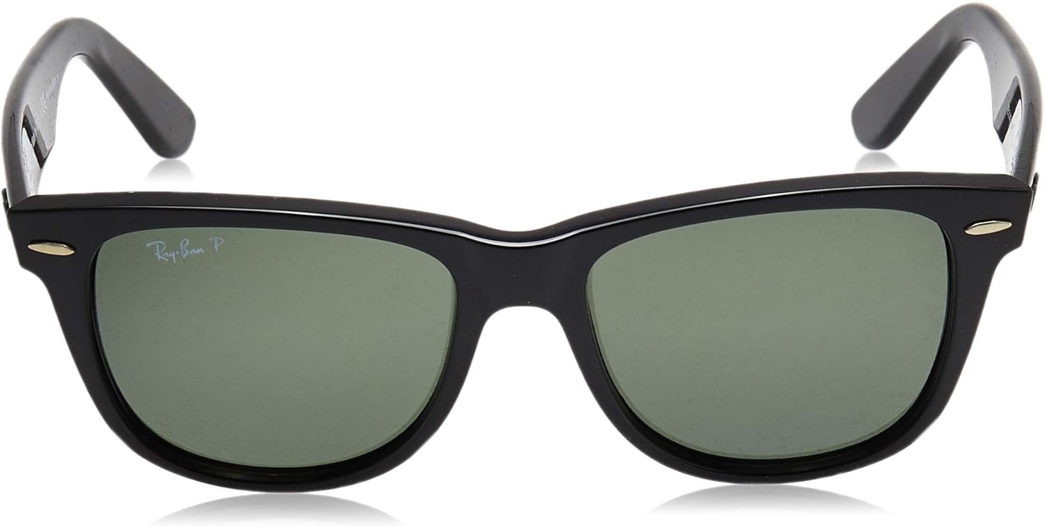 Ray-Ban Unisex-Adult RB2140 Original Wayfarer Sunglasses, Black/Polarized Green, 50 mm: Shoes