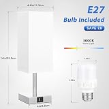 Aooshine Bedside Lamp Touch 3 Way Dimmable USB A+C Ports White Shade view 7