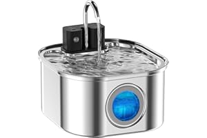 NautyPaws Cat Water Fountain Wireless，Stainless Steel-Rechargeable- Battery Operated Cat Water Fountain, 108oz/ 3.2l Automatic Cordless Pet Fountain ，Dog Fountain with 4200 Mah Battery