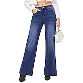 VIPONES Wide Leg Jeans for Women Trendy High Waisted Strechy Straight Leg Baggy Jeans Loose Denim Pants with Pockets