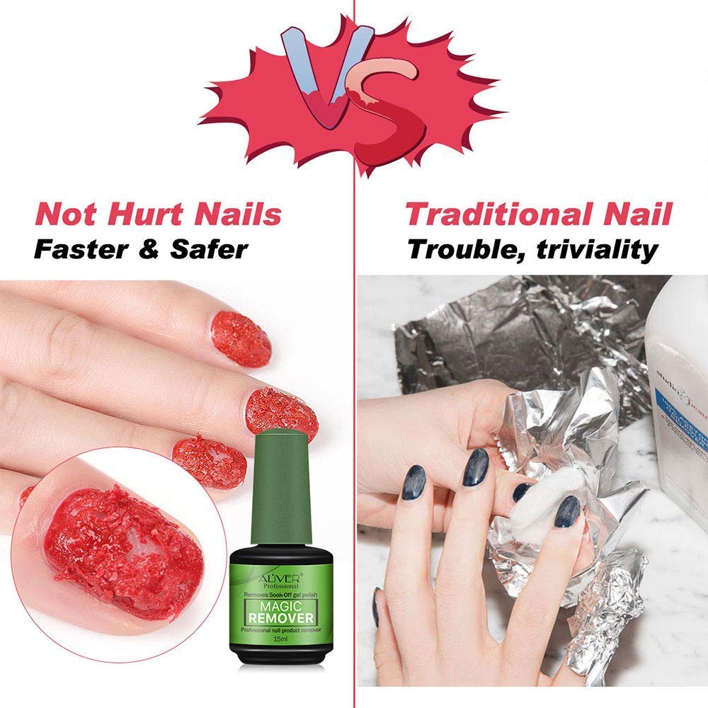 Magic Nail Polish Remover, Professional Removes Soak-Off Gel In 3-5 Minutes Quickly Easily Hurt Your Nails For Natural Gel Sculptured Nails Non-Irritating Nail Polish Remover - 2 Pack : Beauty