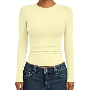 AUTOMET Womens Crew Neck Long Sleeve Shirts Compression Underscrubs Tops | Gym to Street, High Stretch, Buttery-Soft, Pairs w