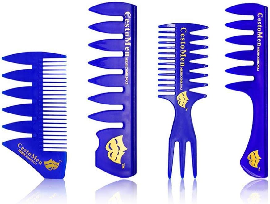 AOLVO Mens Texturizing Comb, 4/5 Pack Mens Hair Styler Comb Plastic Mens Double Sided Heavy Duty Comb for Hairdressing, Grooming and Styling
