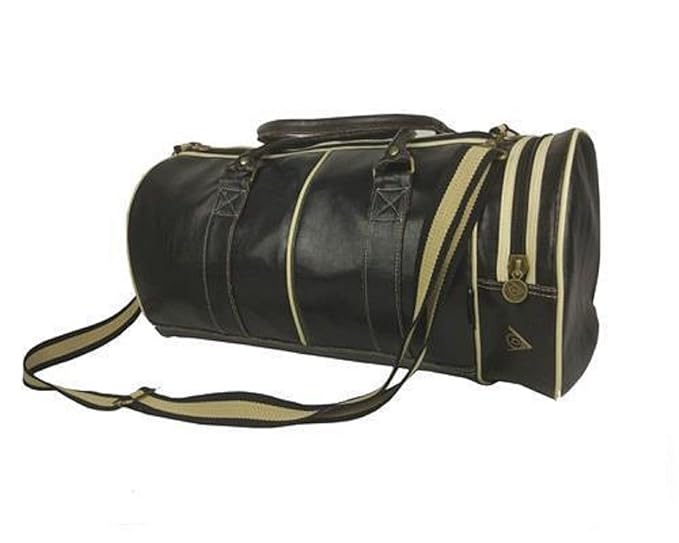 Dunlop Retro Gym Holdall Sports Weekend Barrel Shoulder Bag Black