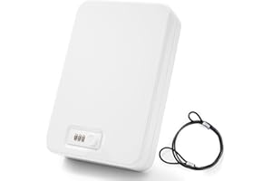 Sgorlds Car Portable Gun Safe for Handgun and Valuables, Pistol Safe, Handgun Lock Box for Car, Home, Vehicle, 9.4" x6.6" x1.8", White