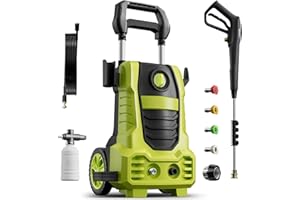 FLAWNT Electric Pressure Washer, 26 FT Hose Pressure Cleaner 2030 PSI with 4 Nozzles Tips,Surface Cleaning with Upgraded Swivel Joint for Car/Fences/Patios/Daily Needed (Mint Green)