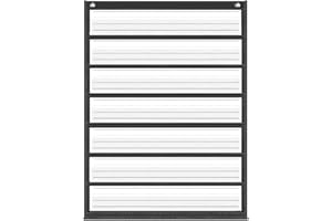 Auchq Magnetic Pocket Chart,Standard Pocket Chart with 7+1 Pockets,14 Double-Sided Dry-Eraser Cards for Daily Schedule,Class Demonstrations,Classroom Office Home Activities (Black)