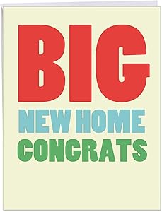 Big New Home' Congratulations Greeting Card with Envelope 8.5 x 11 Inch - Congrats on You New Home, House - Congrats and Celebration Homeowner Stationery J2728CGG