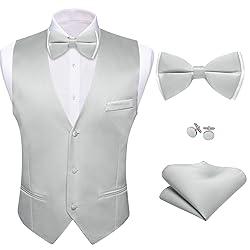 Barry.Wang Mens Silver Grey Formal Suit Vest V-neck
